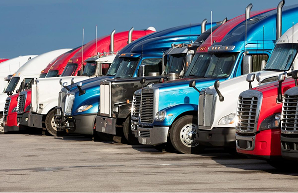 Trucks parked in a row